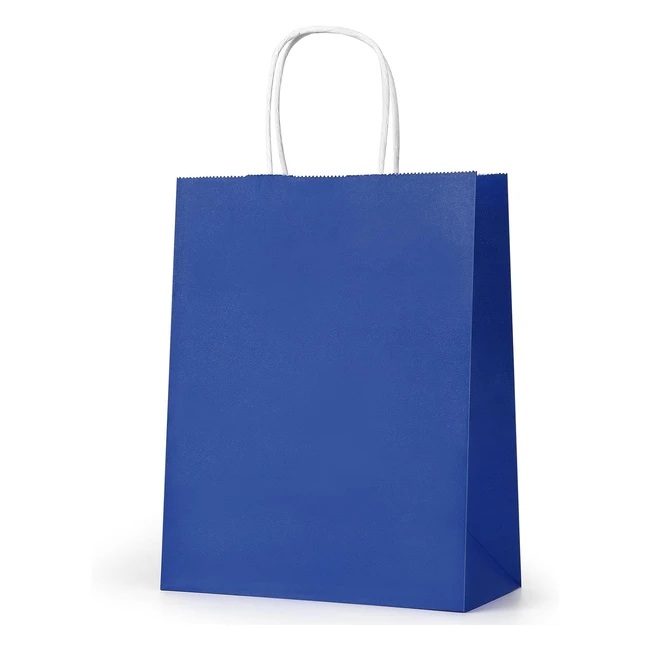 Hausprofi 30pcs Paper Bags Blue 21x15x8cm - Strong Twist Handles - Thicken 130gsm
