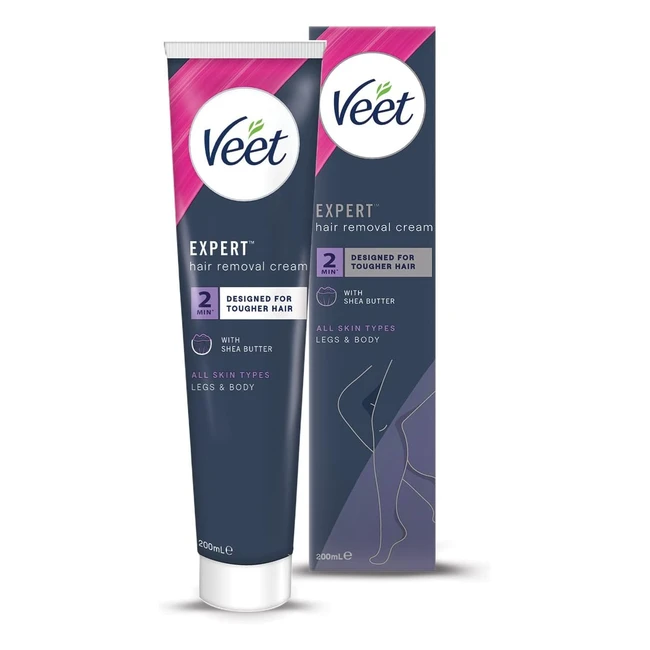 Veet Expert Hair Removal Cream 200ml - Removes Stubborn Hair - Shea Butter - 48 