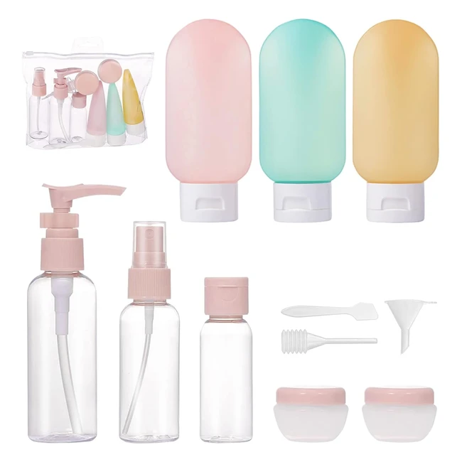 Botellas de Viaje 11 Piezas - Botes Rellenables - Juego de Contenedores Portátiles - Sin BPA