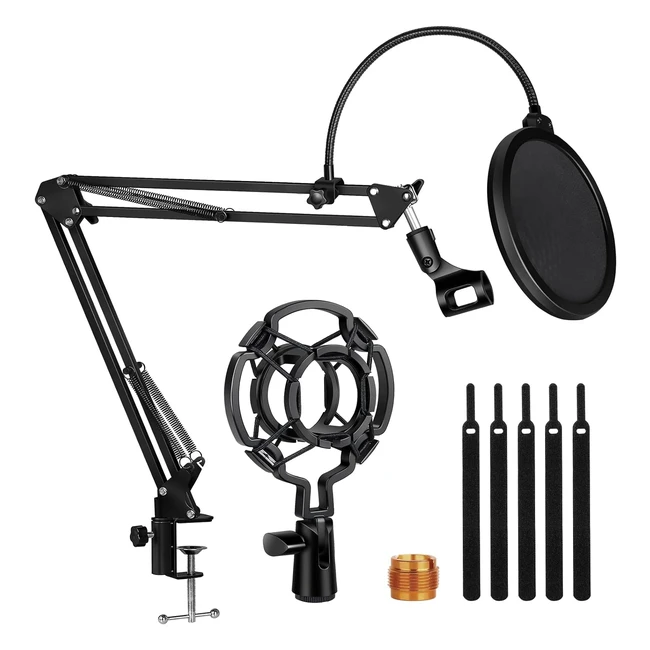 Support de microphone professionnel avec protection pop, clip et filtre pop - Studio, enregistrement, émissions TV