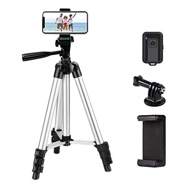 Phone Tripodlinkcool 42 Aluminum Lightweight Portable Camera Tripod for iPhone/Samsung/Smartphone - Wireless Bluetooth Control Remote