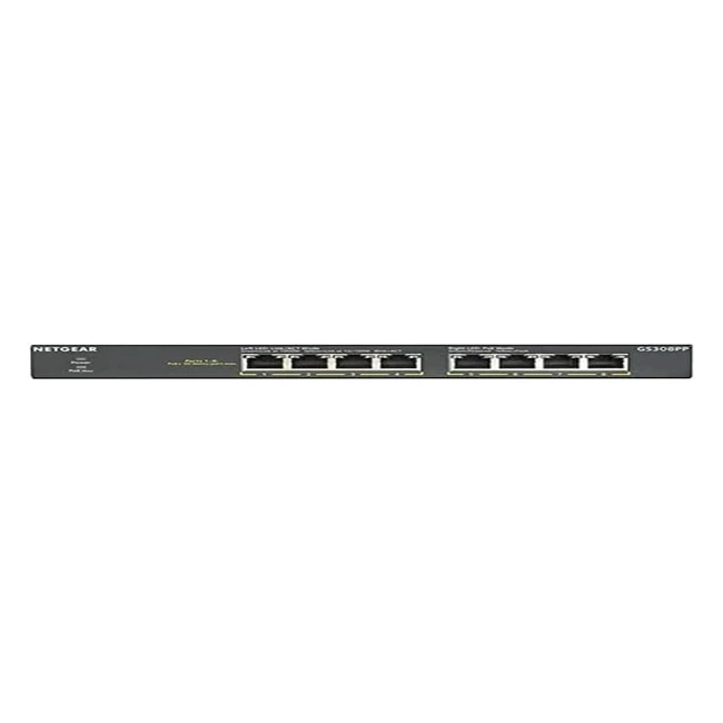 Netgear GS308PP 8-Port Gigabit Ethernet Unmanaged Network Switch - 8x PoE - 83W - Desktop/Wall Mount