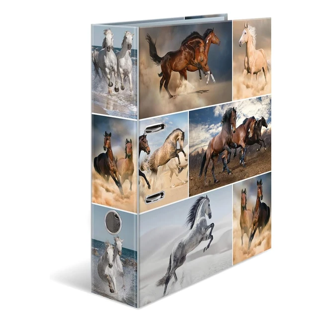 Herma Animals Registratore a Leva con Anelli Motivo Cavallo A4 Dorso 7 cm