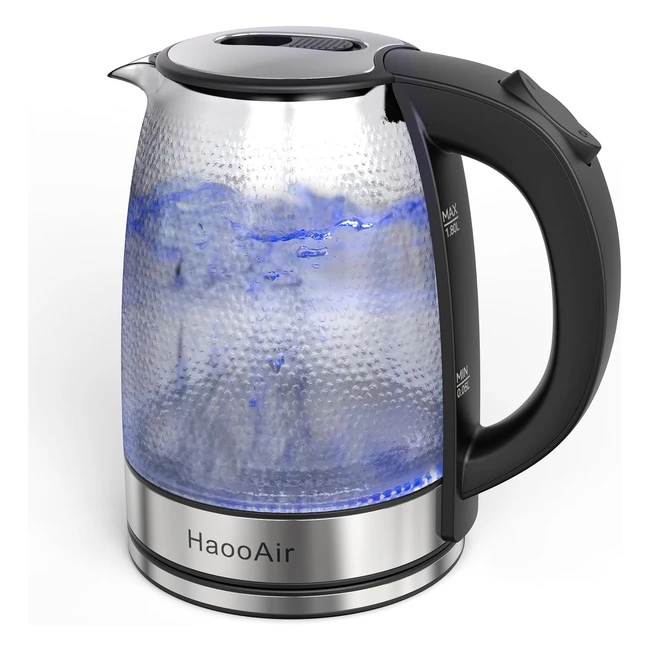 Haooair Electric Kettle 18L Hammered Glass 1200W Fast Boil