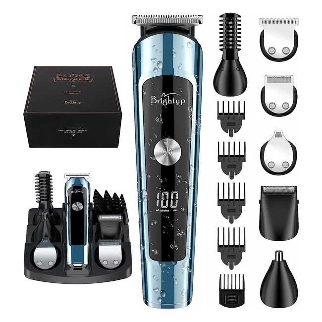 Brightup Beard Trimmer for Men - Waterproof Hair Clippers - Precision Control - USB Fast Charging - 2 Speed Modes - Detachable Blades - Multiple Use - One-Year Warranty