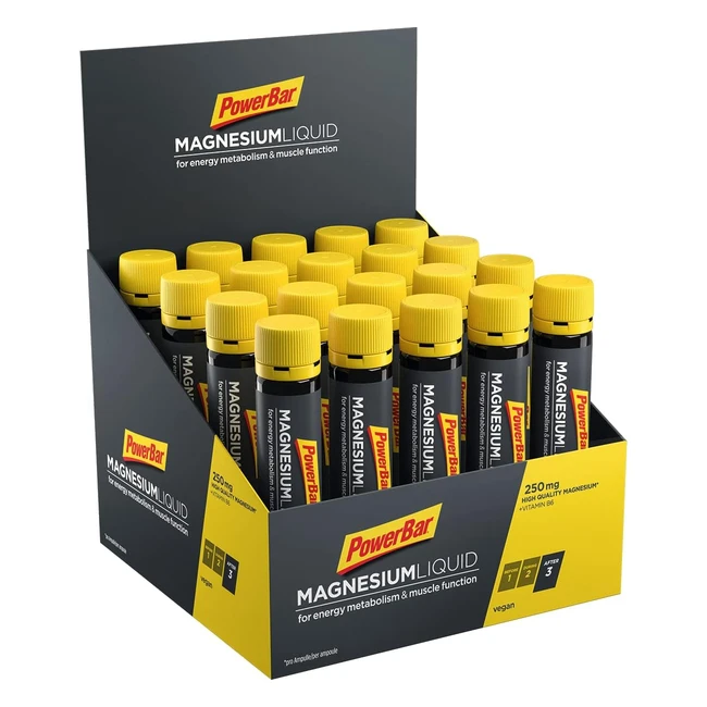 Powerbar Magnesium Liquid Ampollas 20x25ml - Suplemento Alimenticio con 250mg de