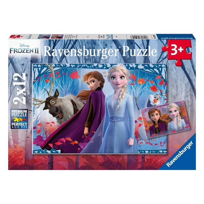 Puzzle Enfant Ravensburger 2x12p Voyage vers l'inconnu Disney La Reine des Neiges 2 - Qualité Supérieure