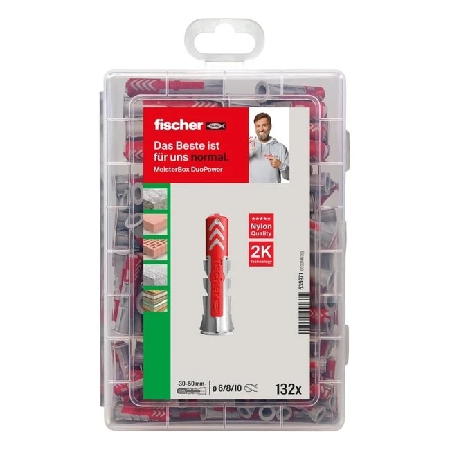 Fischer Meisterbox Dübel- und Schraubenset, 160-teilig, DP-Dübel, 50x Duopower 6x30, 30x Duopower 8x40, 50x Senkkopfschrauben 45x40, 30x Senkkopfschrauben 5x60