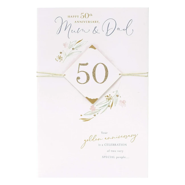 Tarjeta 50 aniversario boda mamá y papá diseño dorado