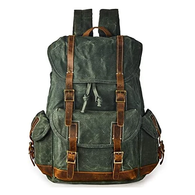 Mochila de Viaje Hombre - Lona Encerada Resistente al Agua - Vintage y Duradera