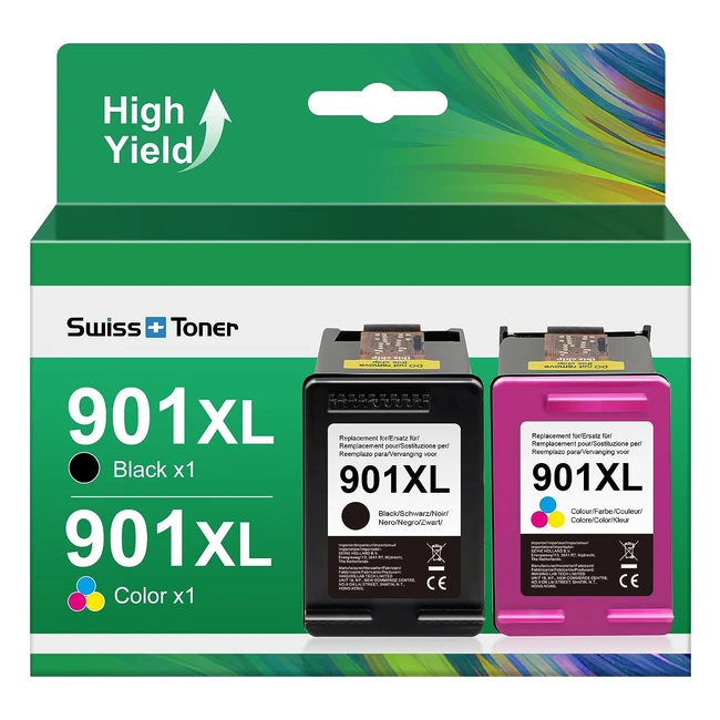 Cartucce d'inchiostro compatibili Swiss Toner 901XL per HP Officejet 4500 J4540 J4550 J4580 J4680 AIO