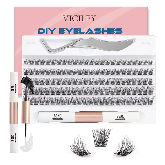 Viciley Cluster Lashes - Natural Wispy Fluffy Lashes - Reusable Lash Extension Kit - V17