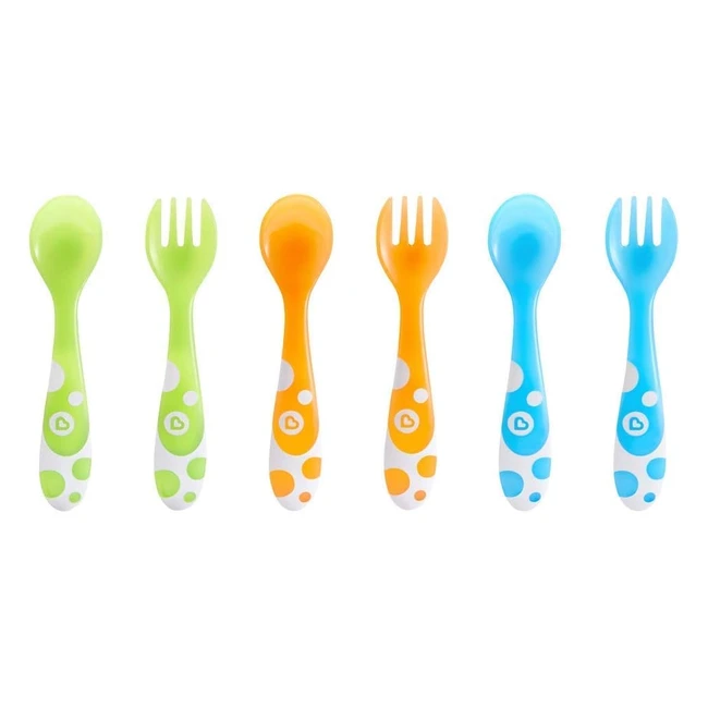 Set de 3 tenedores y 3 cucharas Munchkin, colores surtidos, referencia XYZ - ¡Aprende a comer solo!