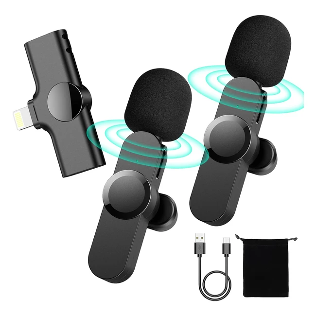 Microfono Wireless Lavalier per iPhone 24GHz - Mini Microfoni per Smartphone Cellulare Professionali - Microfono Telefono Piccolo per Registrare - Wireless Microphone Esterno per TikTok YouTube Video