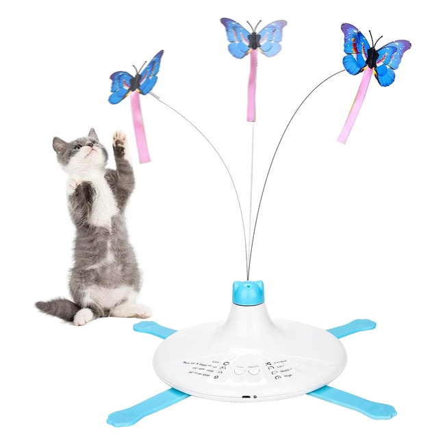 Jouet interactif pour chat Happy Hachi - Papillon rotatif 360° - 8 modes - Stimulateur amusant