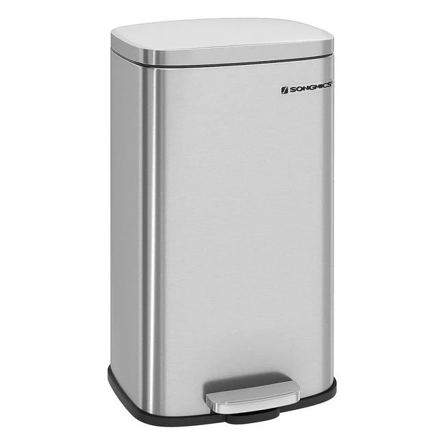 Poubelle Cuisine Songmics 30L - Fermeture Douce - Design Moderne - Acier Argent LTB03NL