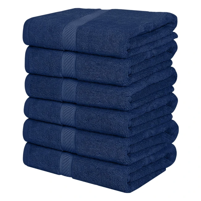Utopia Towels 6 Pack Bath Towel Set - 100% Ring Spun Cotton - Medium Lightweight & Highly Absorbent - Quick Drying - Premium Towels for Hotel, Spa, and Bathroom - Navy