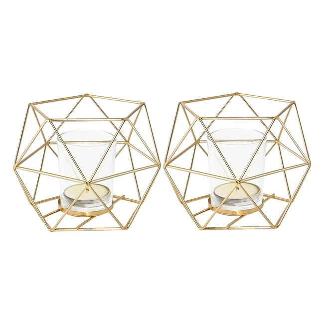 Portavelas Dorado Juego de 2 - Decoración Mesa Navidad - T Decoración - Ref: 123456