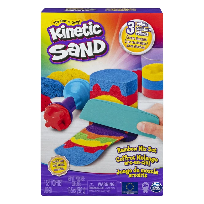 Kinetic Sand Rainbow Mix Set with 3 Colors and 6 Tools - Ages 3