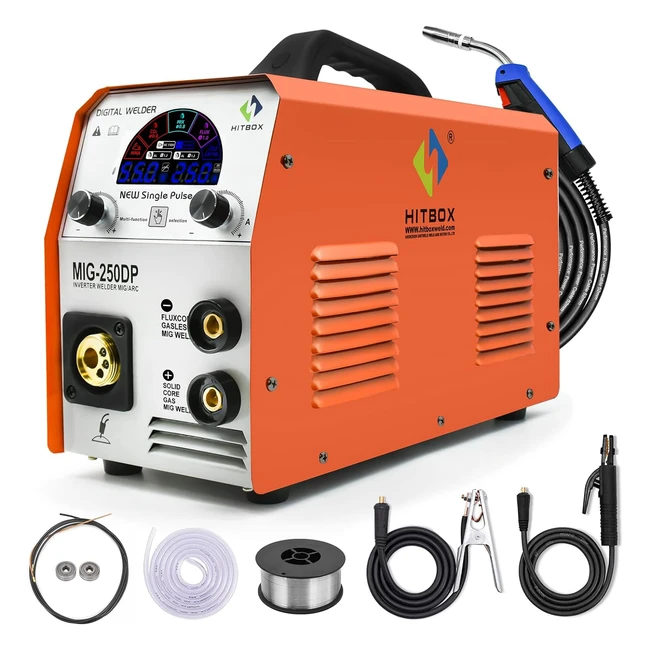 Hitbox MIG250DP Single Pulse Aluminium MIG Welder 250Amp Large Colour Screen
