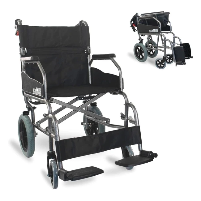Sedia a rotelle Mobiclinic Museo, pieghevole, leggera, freno sulle maniglie, per anziani e disabili - Nero