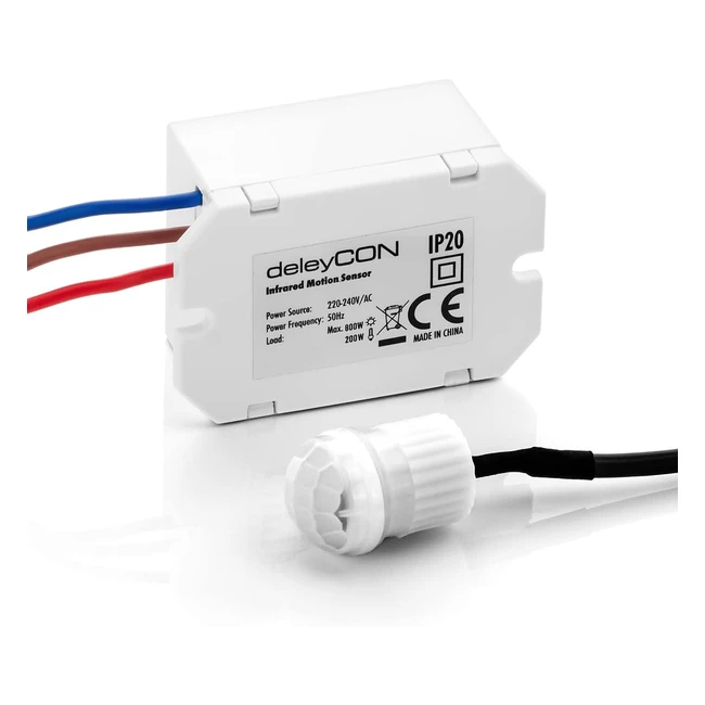 Detector de Movimiento Infrarrojo deleycon 1x - Alcance 6m a 360° - Montaje Empotrado - Blanco