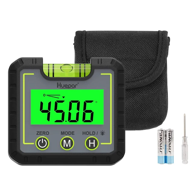 Huepar Digital Angle Finder - High Accuracy Backlight LCD Magnetic Base - Carp