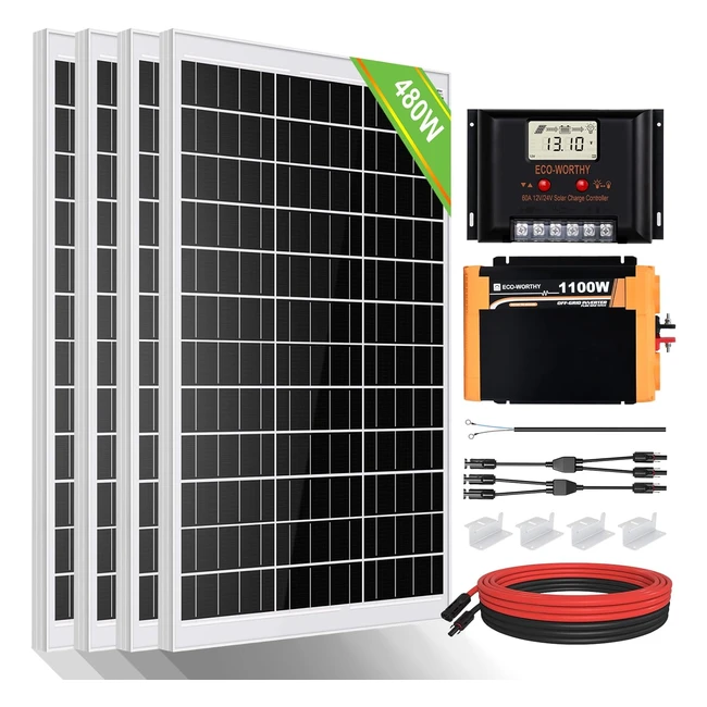 Panel Solar ECO-WORTHY 2kWh 480W 24V para Casas Mviles - Ahorra energa aho