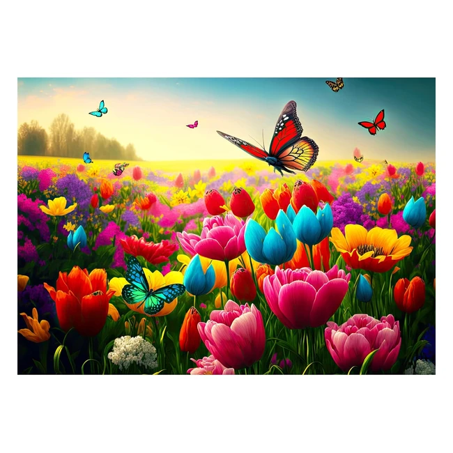 Huadada Jigsaw Puzzles for Adults - 1000 Piece Challenging Game - Flowers and Butterflies