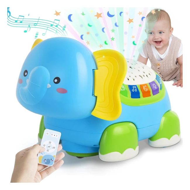 Airhive Baby Toys 6 Months - Multifunctional Sensory Toys for Babies - Crawling, Music, Light, Timing Mode - Elephant Crawling Sound Toys for 1 Year Old Boys Girls - Baby Gifts for 0-5 Year Old