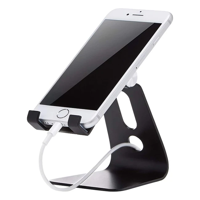Amazon Basics Adjustable Cell Phone Stand - Black | Fits 4-8 inch Devices | Multiangle Design