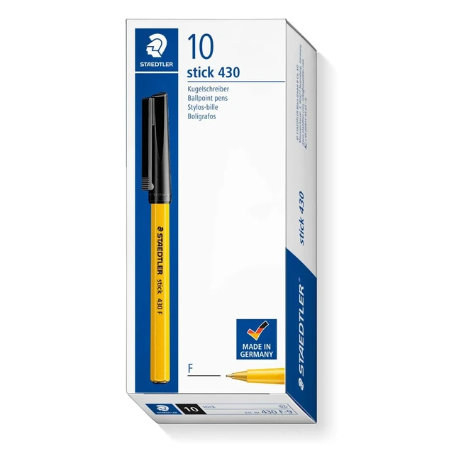 Staedtler Medium Stick 430 F9 Ballpoint Pen - Fine Black - Box of 10