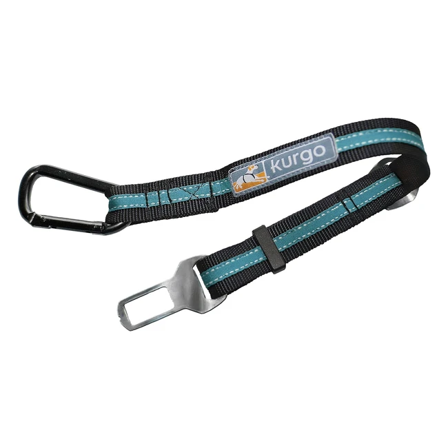 Kurgo Direct to Seat Belt Tether - Universal Car Seatbelt for Dogs - Adjustable Length - Black/Blue