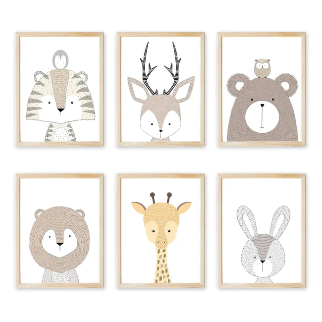 Lot de 6 affiches chambre enfant Marvelights - Décoration chambre bébé garçon et fille - Sans cadre