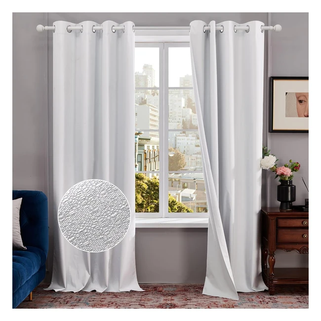 Deconovo Total Blackout Curtains - Lightweight, Soft Fabric, 100% Room Darkening - 52x84 inch - Silver Grey