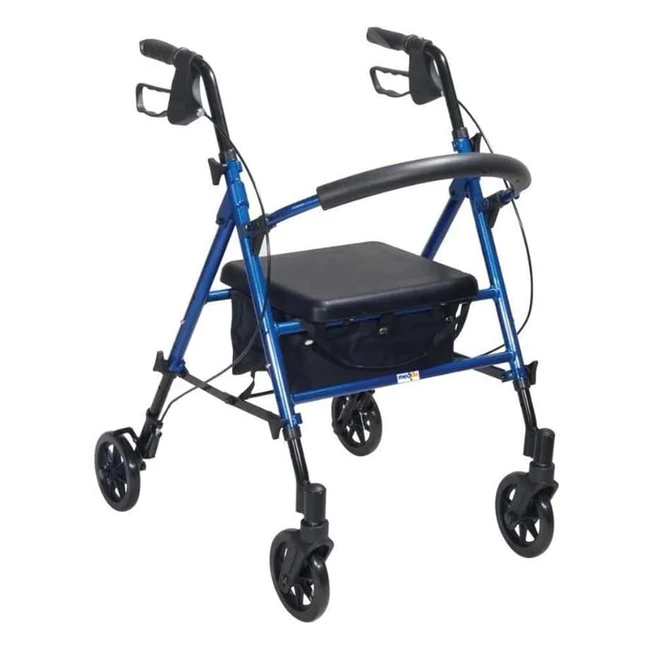 Dunimed Lightweight Foldable Rollator - Height Adjustable - Blue - Senior Walking Aid