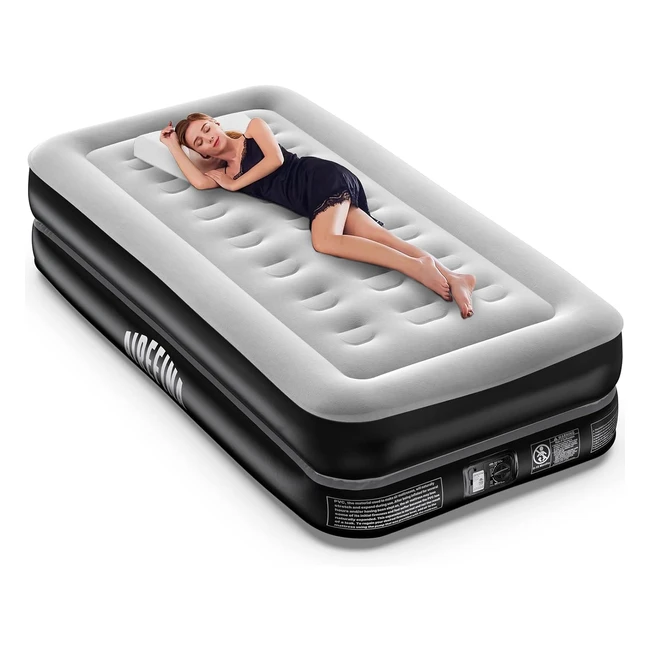 Deluxy Air Mattress with Built-in Pump - Double High Air Bed - Self-Inflation/Deflation - 2 Mins Setup - Flocked Surface - 75x39x16in - 550lbs Max