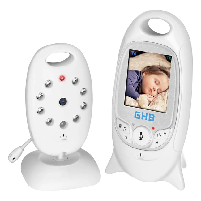 GHB Baby Monitor Wireless with Camera Night Vision Temperature Monitoring Lullaby Function