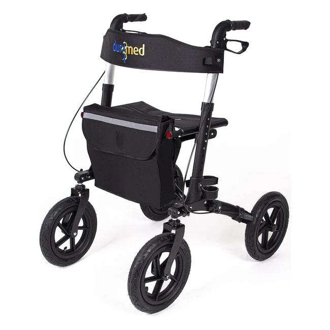 DUNIMED Dambulateur Extérieur - Pneus Pneumatiques et Siège Confortable - Robuste et Pliable