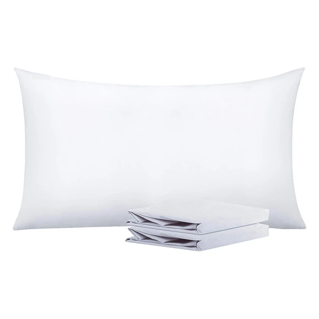 NTBAY 2 Pack 100 Brushed Microfiber Pillowcases - Super Soft and Cozy - Wrinkle, Fade, and Stain Resistant - 50x90 cm - White