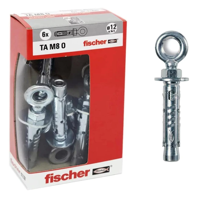 Tasselli Acciaio Fischer TA M8 con Occhiolo Diametro 12mm 71255 - 6 Pezzi
