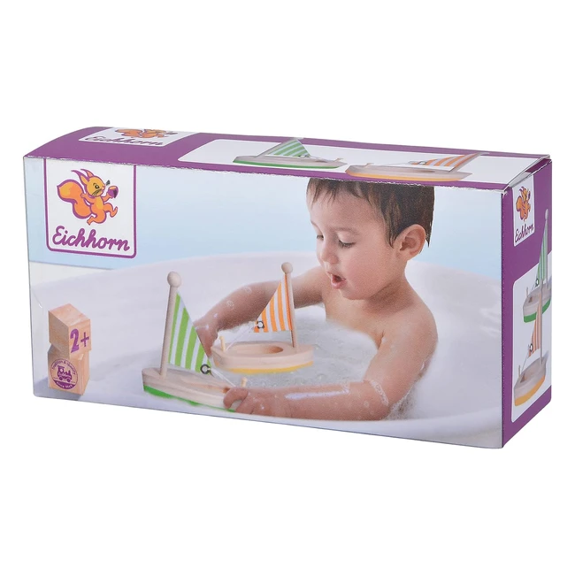 Eichhorn Schwimmende Holzboote - 2 Boote in verschiedenen Farben - 11 cm lang - Birken- und Kiefernholz - ab 2 Jahren