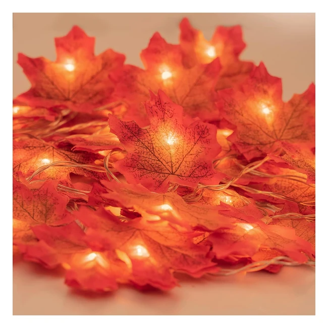 Fall Garland with Lights - Maple Fairy Light 20 LED - 656ft - Battery Powered - Halloween Decoration