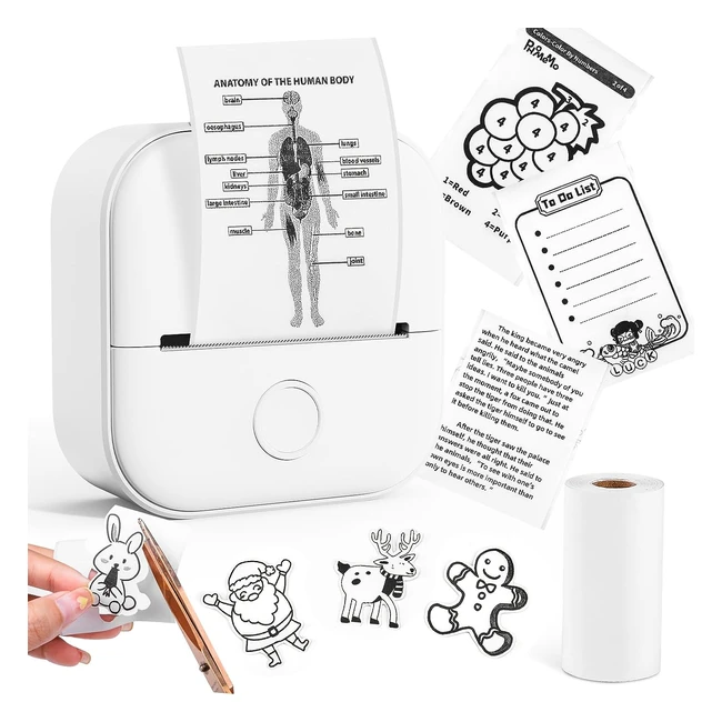 Memoking T02 Mini Printer - Bluetooth Inkless Instant Photo Printer - Portable Phone Picture Printer - White