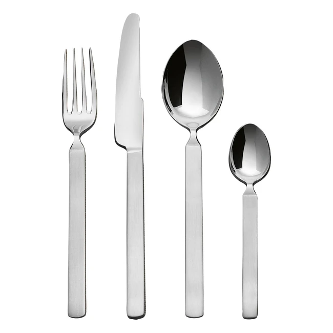 Alessi Besteckset 24-teilig Trockenbereich Edelstahl 1810 poliert mattes Gri