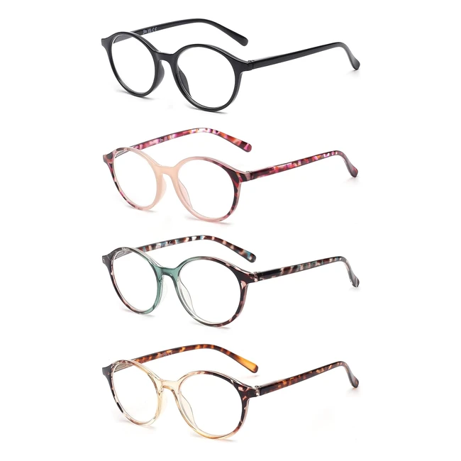 Lunettes de lecture JM à charnières circulaires et ressort - 4 paquets - Mode 40