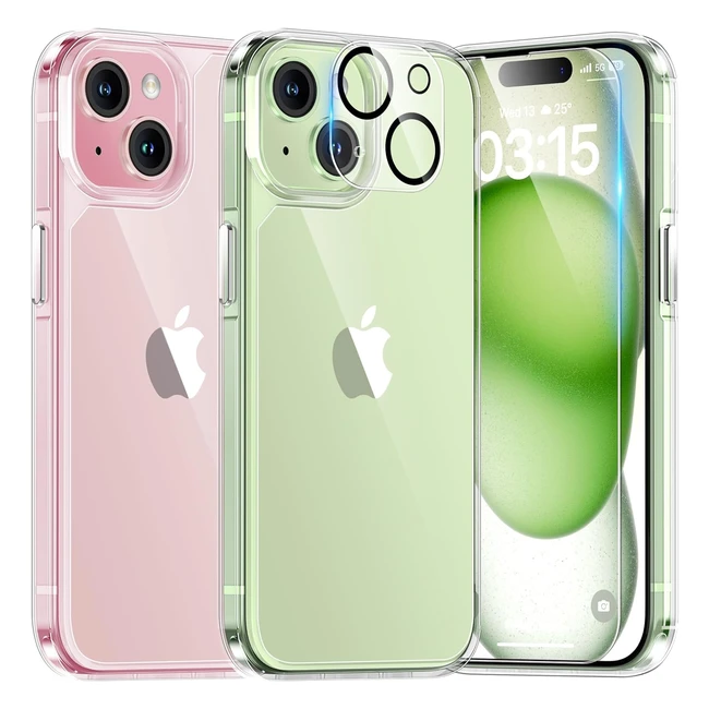 Tauri 5-in-1 Clear Case for iPhone 15 - Military Drop Defense - Shockproof Phone Case