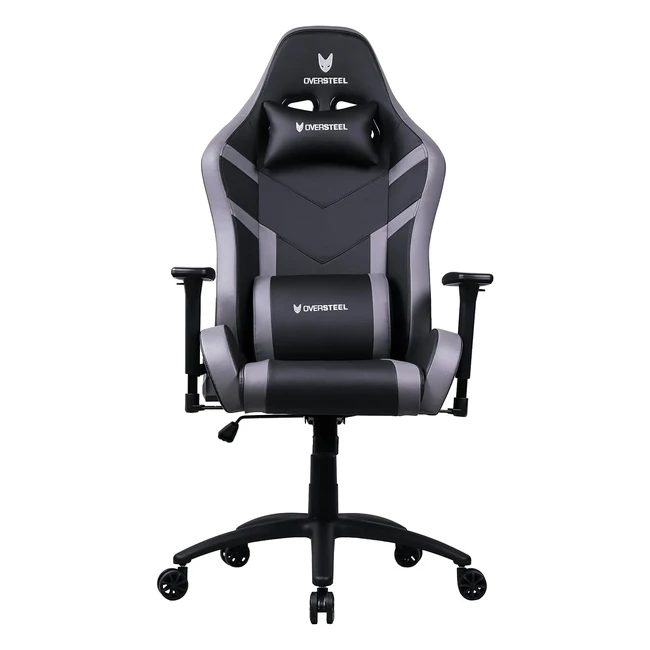Chaise de gaming professionnelle Oversteel Diamond, gris, supporte 150 kg, ergonomique, coussin cervical et lombaire inclus