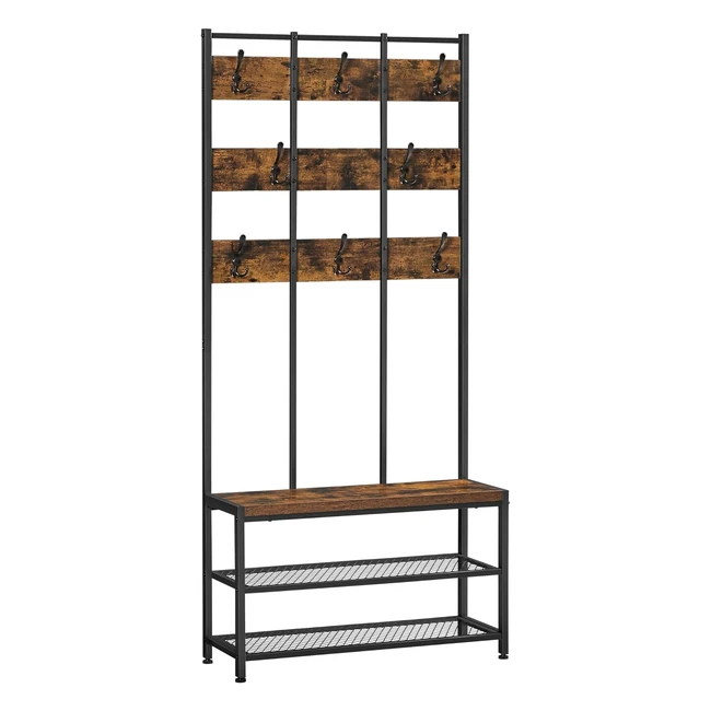 Vasagle Grand Portemanteau Meuble dEntre avec 8 Crochets Doubles et Banc - St