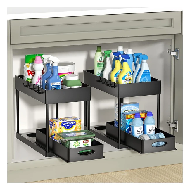 Organizer Sottolavello Cucina - Coovee 2 Livelli Estraibili - Nero